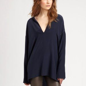 Vince Silk Picot Tunic Blue Top